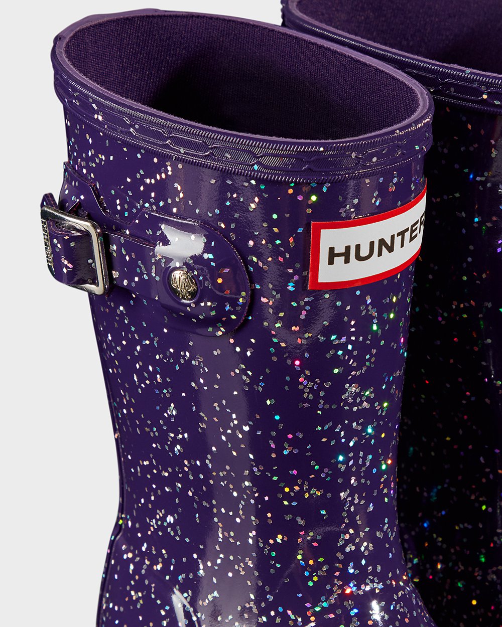 Botas De Agua Hunter Niños Original Little Giant Glitter - Azules Moradas - Argentina 2791MWOIU